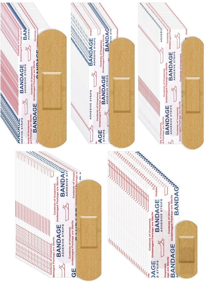 Supervitae 500 Pcs Adhesive Bandages Bulk Assorted Sizes Flexible Breathable Bandages Patch for Family First Aid Skin Wrap Finger Wound(Fabric,Natural) - Image 1